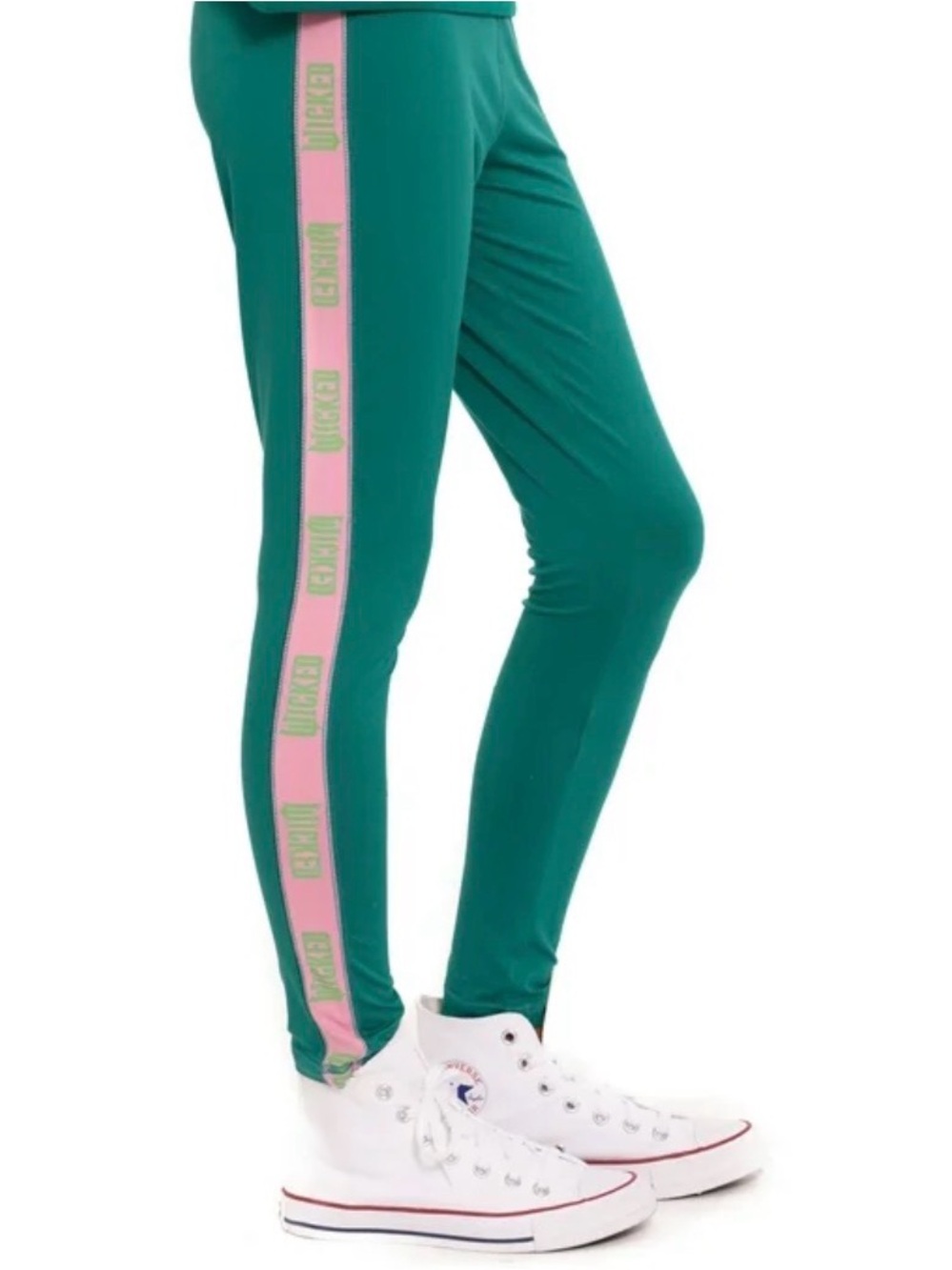 6/$20 WICKED Kids Teal Leggings with Pink Side Stripe - Wicked M7/8 NWT